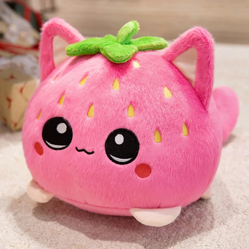 Pink Strawberry Kitten Ball Plush Toy