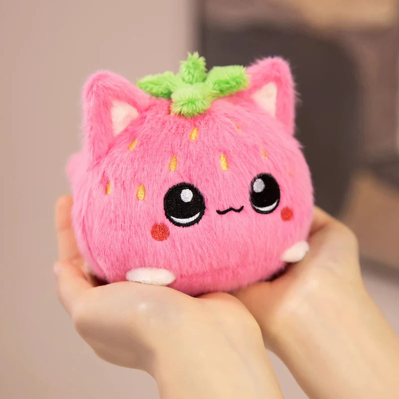 Pink Strawberry Kitten Ball Plush Toy