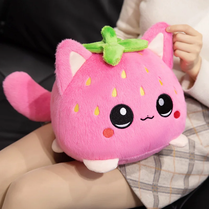 Pink Strawberry Kitten Ball Plush Toy