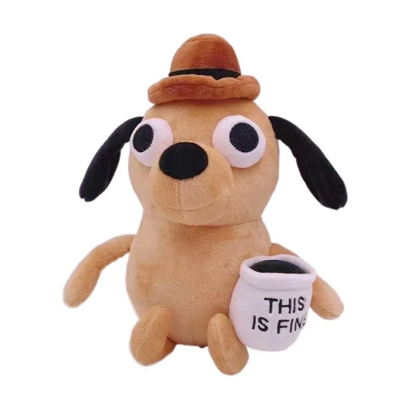 This Is Fine” Meme Dog Plush Toy – Soft Stuffed Figure