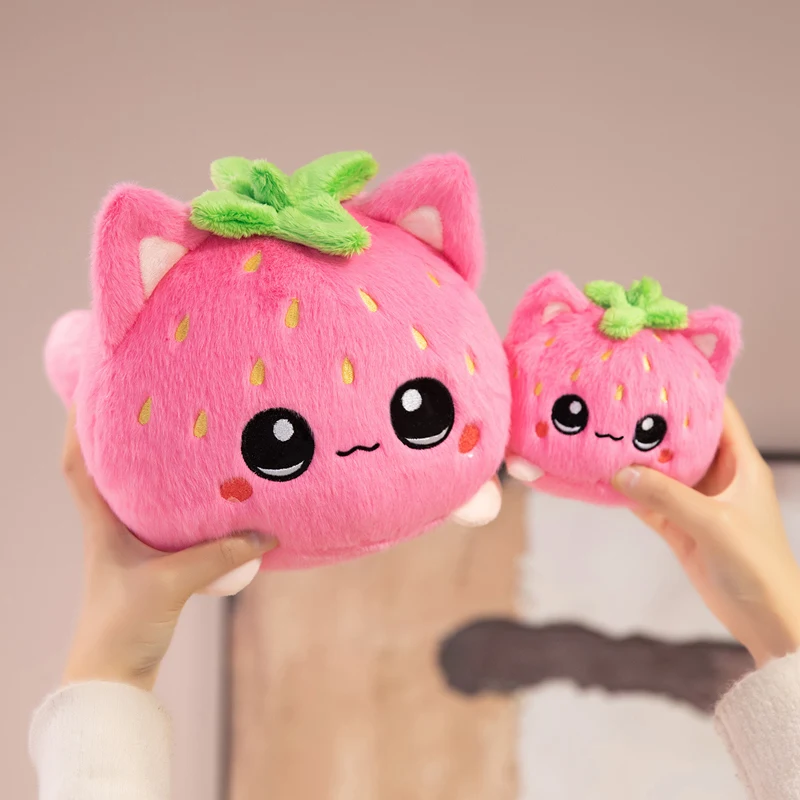 Pink Strawberry Kitten Ball Plush Toy