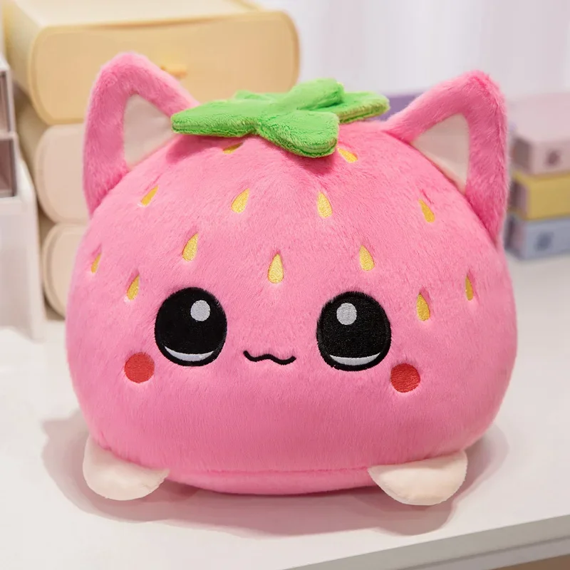 Pink Strawberry Kitten Ball Plush Toy